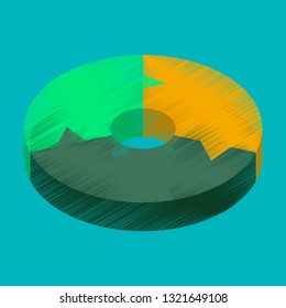 flat shading style icon Pie chart
