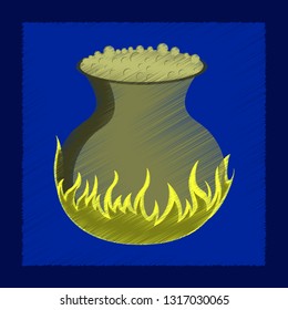 flat shading style icon potion cauldron