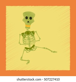 flat shading style icon skeleton Halloween monster
