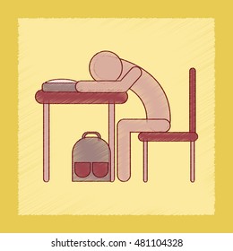 flat shading style icon student sleeping at the desk