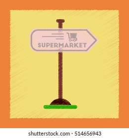 flat shading style icon supermarket sign