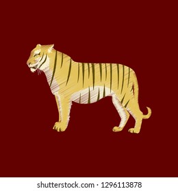 flat shading style icon tiger