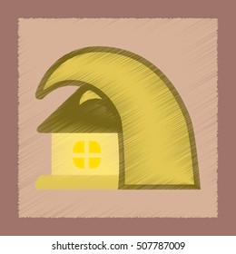 flat shading style icon tsunami house