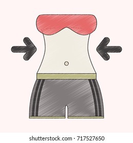 flat shading style icon Woman body diet