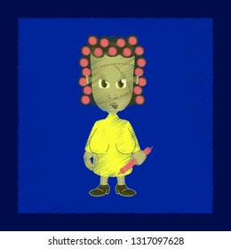 flat shading style icon zombie woman