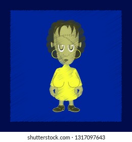 flat shading style icon zombie woman