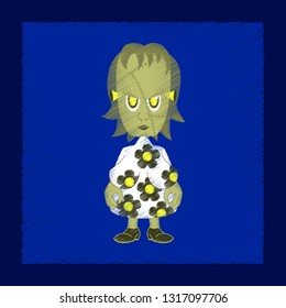 flat shading style icon zombie woman