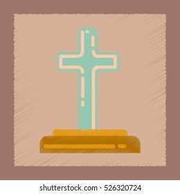 flat shading style icons halloween grave