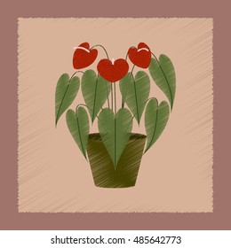 flat shading style Illustrations plant Anthurium