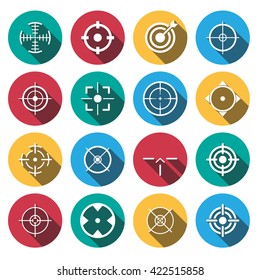 flat shadow crosshairs icon set.