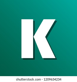flat shadow font letter K on color background.