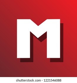 flat shadow font letter M on color background.