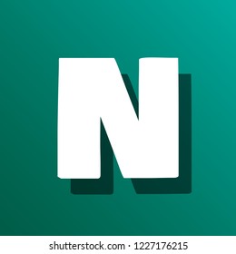 flat shadow font letter N on color background.