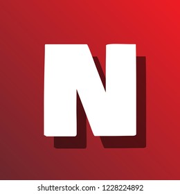 flat shadow font letter N on color background.