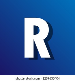 flat shadow font letter R on color background.