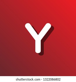 Flat shadow font letter Y on color background.