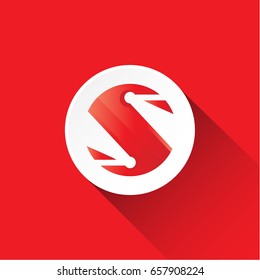 flat shadow letter S red circle logo template