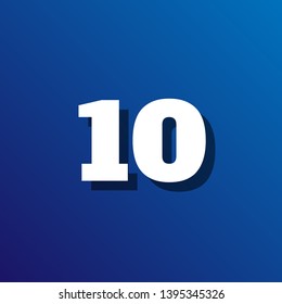 flat shadow number 10 on color background. vector illustration.