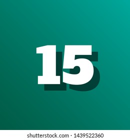 flat shadow number 15 on color background. vector illustration.