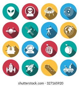 flat shadow Space icons set.vector.