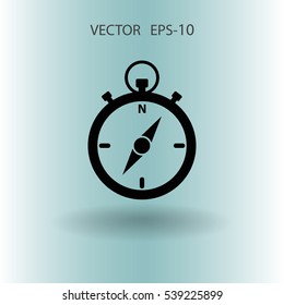 Flat shadow Stopwatch icon, vector illustration