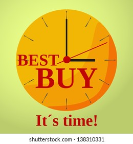 flat shadowed red and orange clock with text best buy