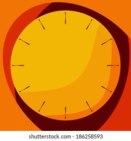 Flat shadowed yellow clock with text coming soon. Vector illustration.