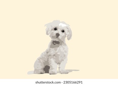 flat shaggy dog portrait It has a beautiful color scheme and the cuteness of your pet. vector