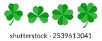 Flat shamrock icons vector set. Four leaf clover icon. Happy St Patricks day. Leaf clover on isolated background. Good luck four leaf clover flat icons for apps and websites.