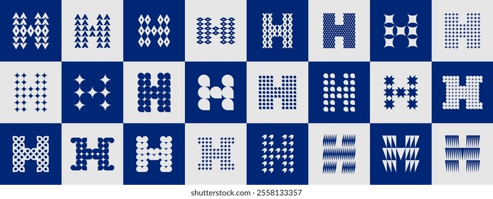 Flat shape geometric letter H logo design set