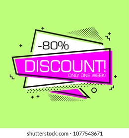 Flat shaped linear sale banner, price tag, sticker, badge. Vector illustration.