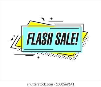 Flat shaped linear sale banner, price tag, sticker, badge. Vector illustration.