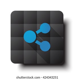 Flat Share icon on black app button with drop shadow