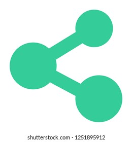 Flat share icon sharing sign publish button. Quick and easy recolorable shape isolated from background. Vector illustration a graphic element for web internet design