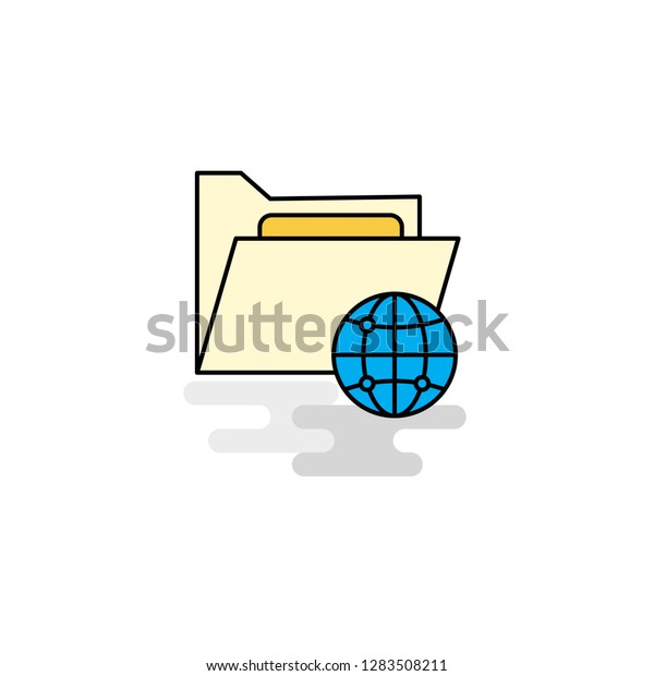 Flat Shared Folder Icon Vector Stock Vector Royalty Free 1283508211