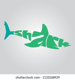 flat shark lettering vector design