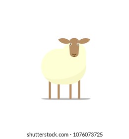 Flat sheep icon. Animal clipart isolated on white background