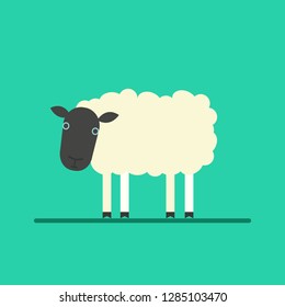  Flat sheep icon.  Vector illustration.