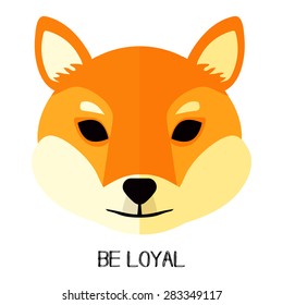 Flat shiba inu dog head
