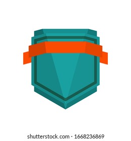 Flat shield badge. Safety icon set. Protect guard shield plain line concept. Safeguard simple sign 3d shield pictogram