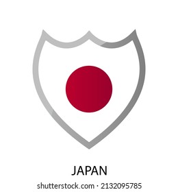 Flat shield flag of Japan icon. Simple isolated button. Eps10 vector illustration.