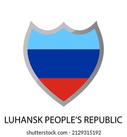 Flat shield flag of Luhansk people's republic icon. Simple isolated button. Eps10 vector illustration.