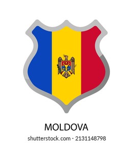 Bandera de pantalla plana del icono de Moldavia. Botón aislado simple. Ilustración vectorial Eps10.