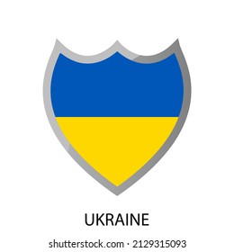 Flat shield flag of Ukraine icon. Simple isolated button. Eps10 vector illustration.