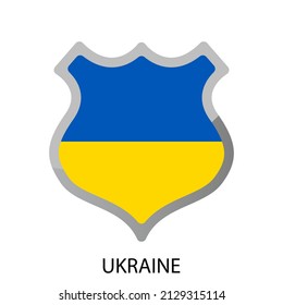 Flat shield flag of Ukraine icon. Simple isolated button. Eps10 vector illustration.