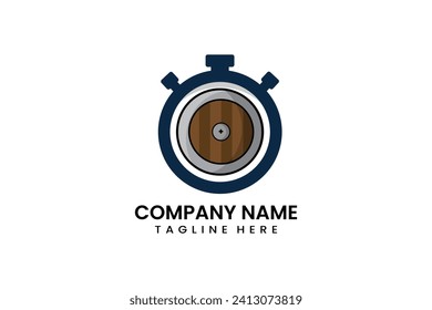 Flat shield time logo template design