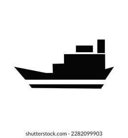 Flat ship icon. Black pictogram on a gray background. Vector illustration symbol