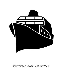 Flat ship icon. Black pictogram on white background. Vector illustration symbol.