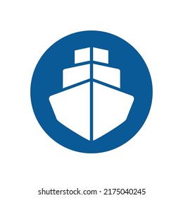 Flat ship icon. Blue pictogram on a white background. Vector illustration symbol