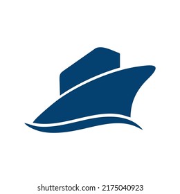 Flat ship icon. Blue pictogram on a white background. Vector illustration symbol